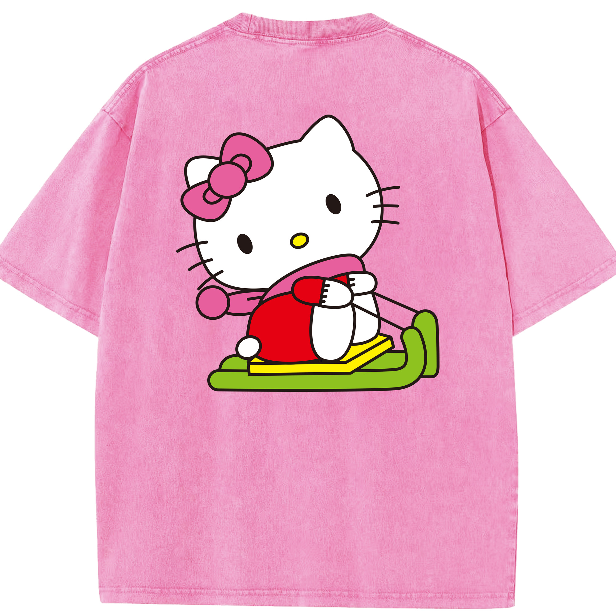 （画像用） Hello Kitty ハローキティ 綿100% ヴィンテージ風 半袖Tシャツ（背面プリント）